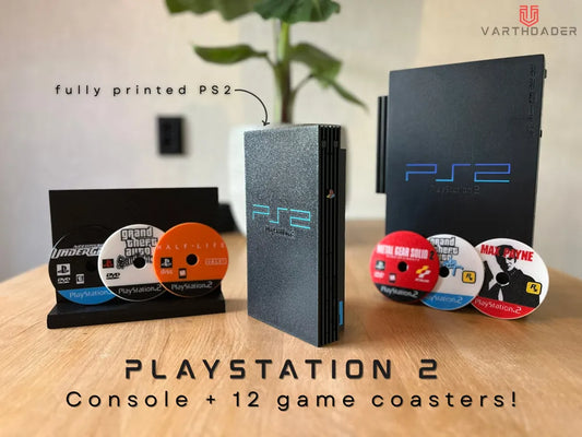 Playstation 2 Console + 12 Game Coasters by VarthDader MakerWorld: Download Free 3D Models