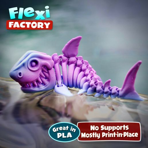 Flexi Print-in-Place Skeleton Shark