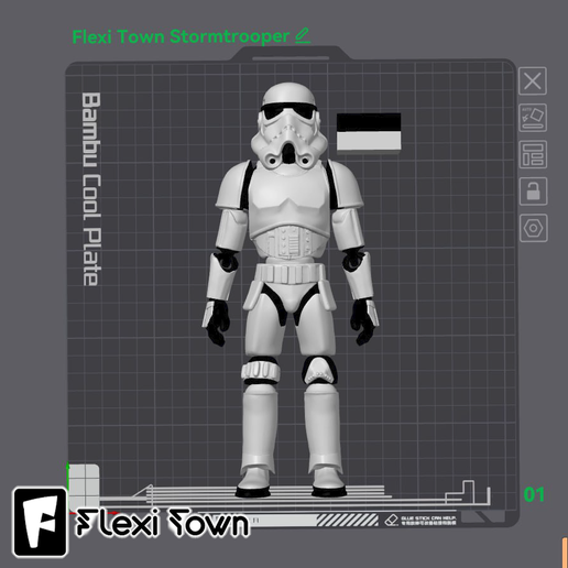 Flexi Stormtrooper, Articulated fidget figure, 3mf included