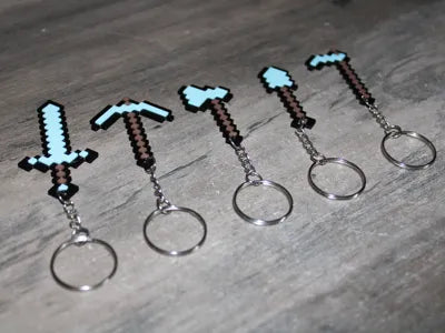 Minecraft Sword Pickaxe Keychain Collection