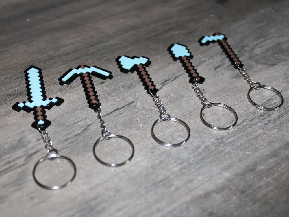 Minecraft Sword Pickaxe Keychain Collection
