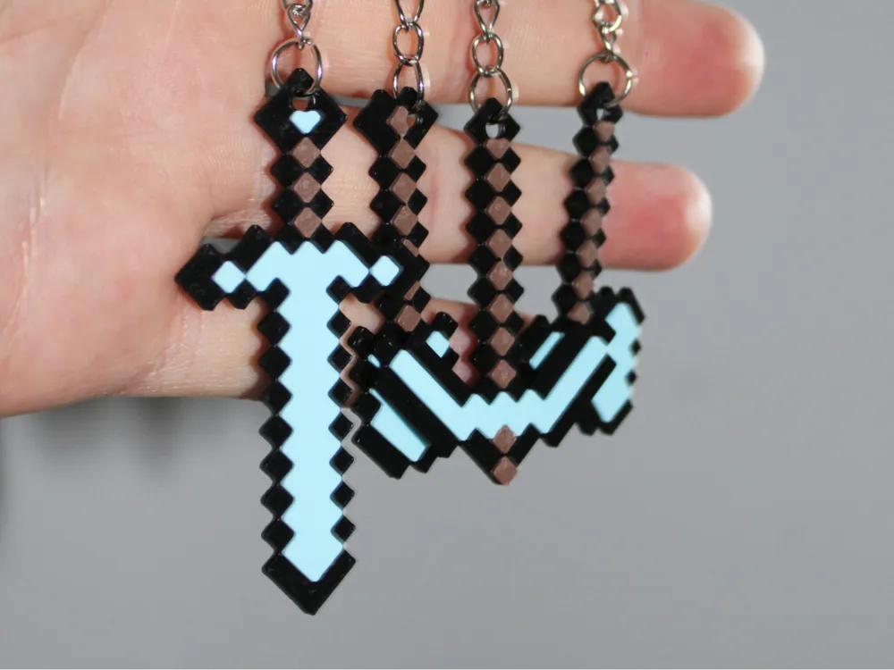 Minecraft Sword Pickaxe Keychain Collection