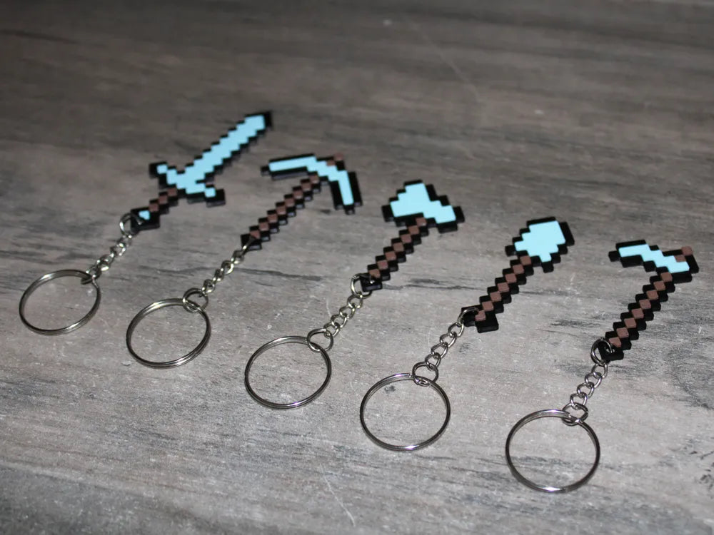 Minecraft Sword Pickaxe Keychain Collection