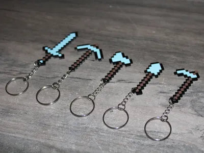 Minecraft Sword Pickaxe Keychain Collection