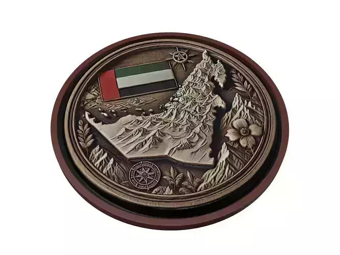 United Arab Emirates Map Medallion Relief 3D print model