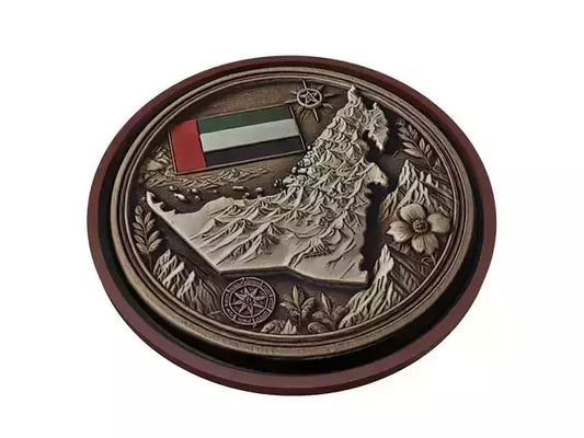 United Arab Emirates Map Medallion Relief 3D print model